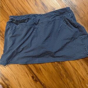 Lands' End Navy swim Skirt with White Dots